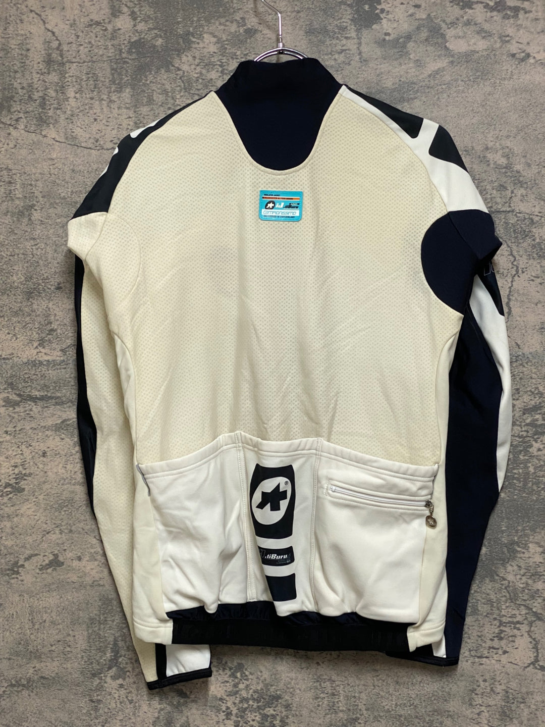 JQ140 アソス assos iJ tiBuru 4 長袖サイクルジャージ 白黒 M 汚れあり 裏起毛
