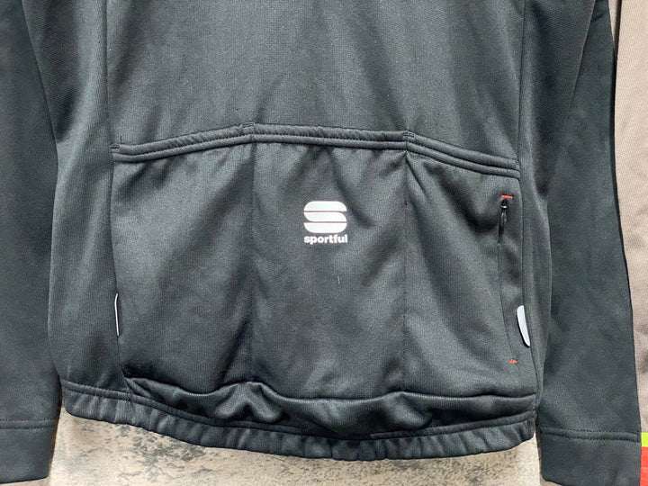 JZ007 スポーツフル sportful 長袖 サイクルジャージ 黒 茶 L 裏起毛