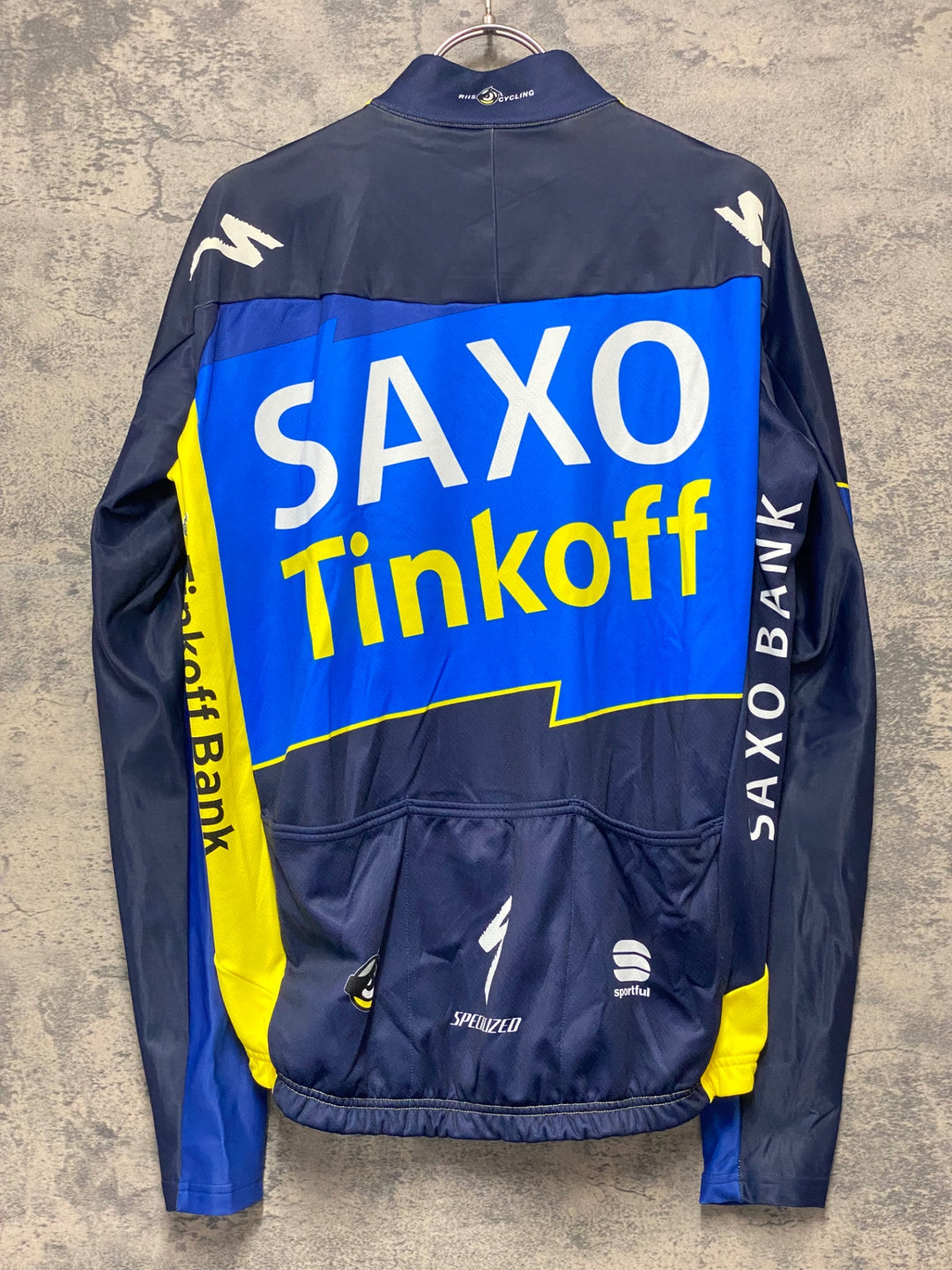 KJ805 スポーツフル sportful 長袖 サイクルジャージ 黃 紺 L 裏起毛 SAXO BANK
