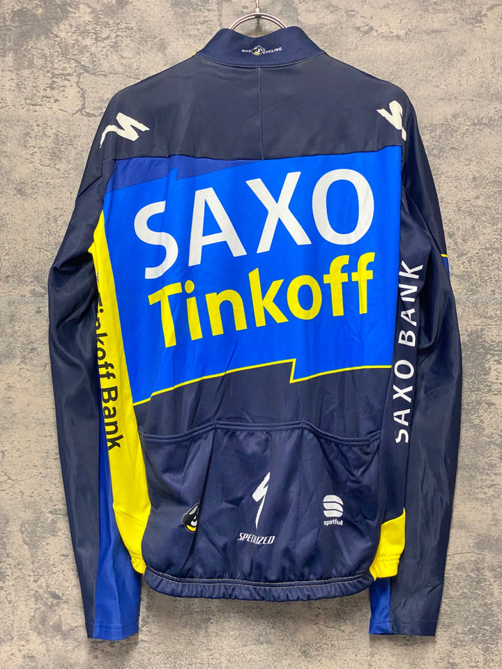 KJ805 スポーツフル sportful 長袖 サイクルジャージ 黃 紺 L 裏起毛 SAXO BANK