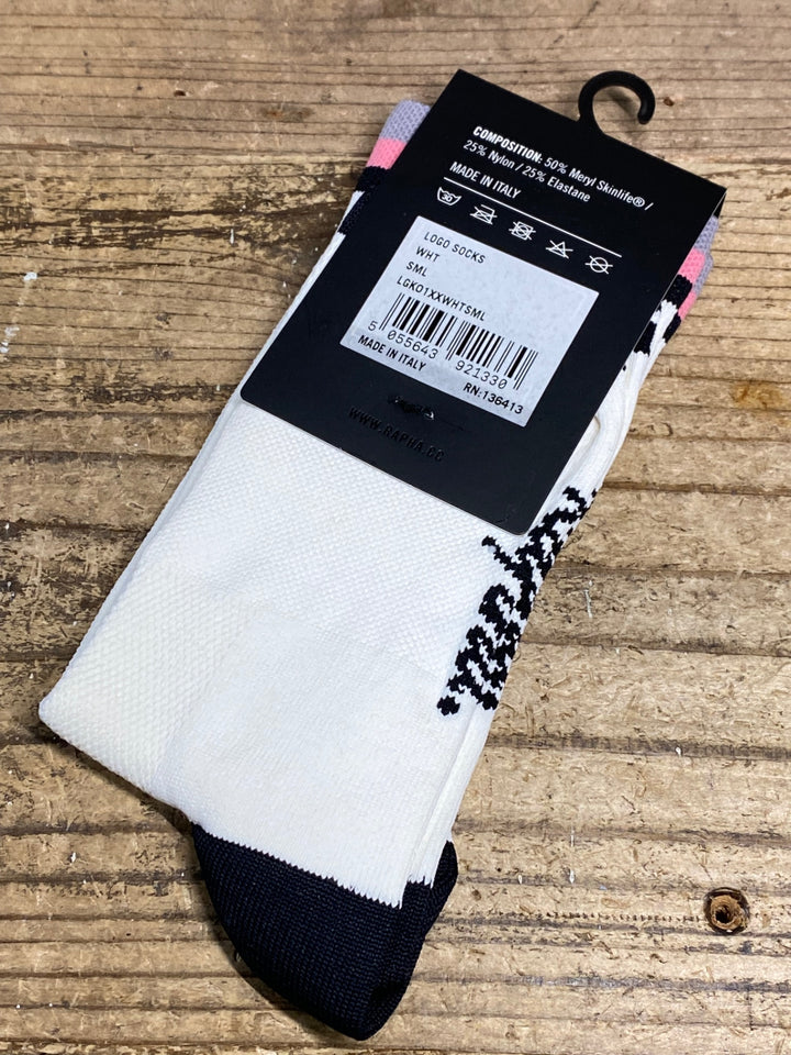 JH568 ラファ Rapha LOGO SOCKS サイクルソックス 白 S