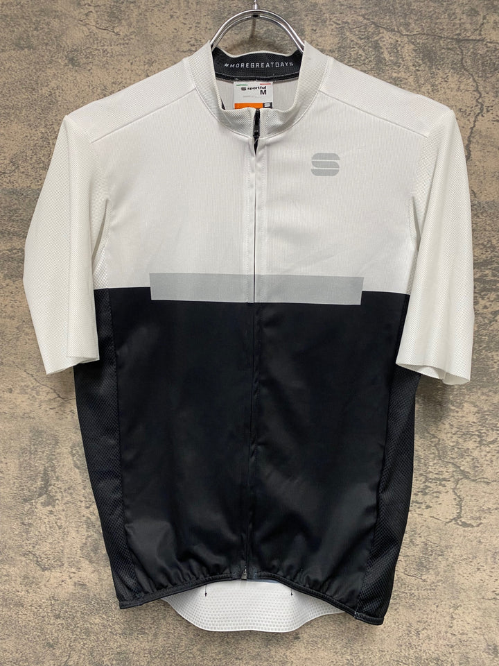 JQ123 スポーツフル Sportful 半袖 サイクルジャージ 白 黒 M ※ほつれあり