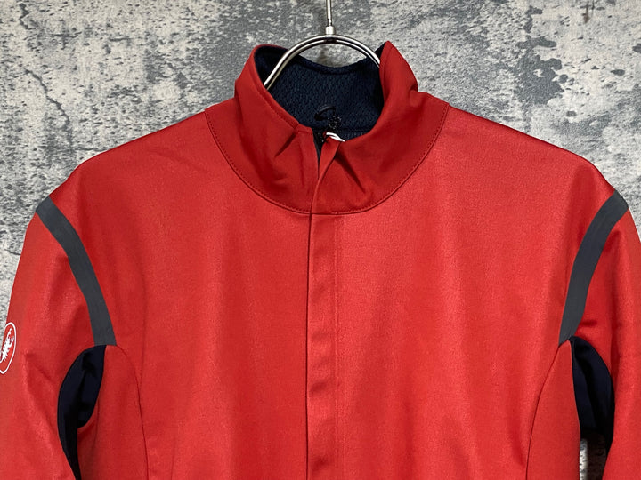 JJ386 カステリ CASTELLI ロッソコルサ ROSSO CORSA perfetto 長袖 サイクルジャケット 赤 黒 M 裏起毛 GORE-TEX INFINIUM