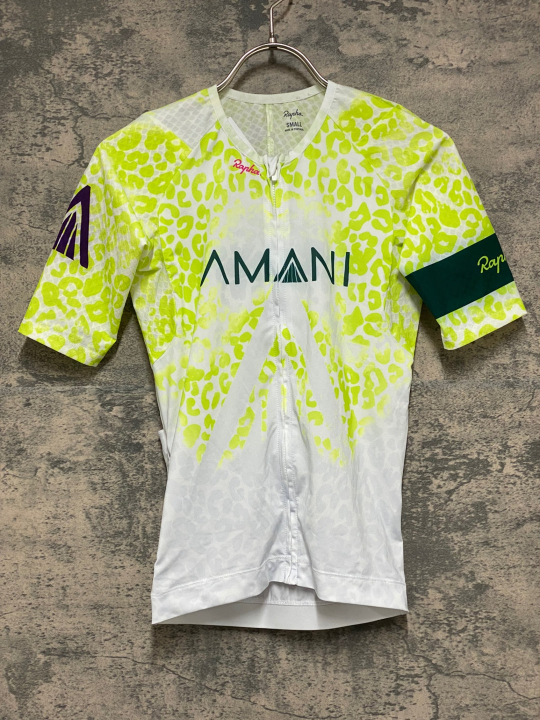 KG340 ラファ Rapha AMANI MEN'S PRO TEAM AERO JERSEY 半袖 サイクルジャージ 白 緑 S