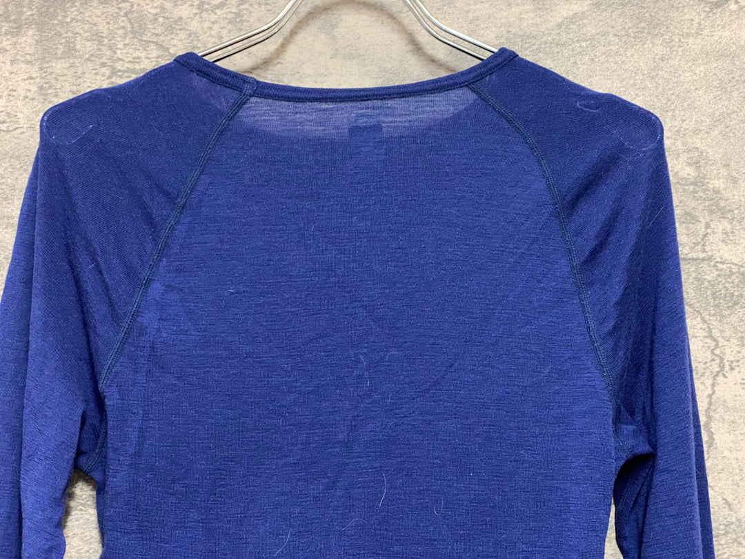 JG334 ラファ Rapha MERINO BASE LAYER - LONG SLEEVE 長袖 べースレイヤー 紺 XS ※動物の毛