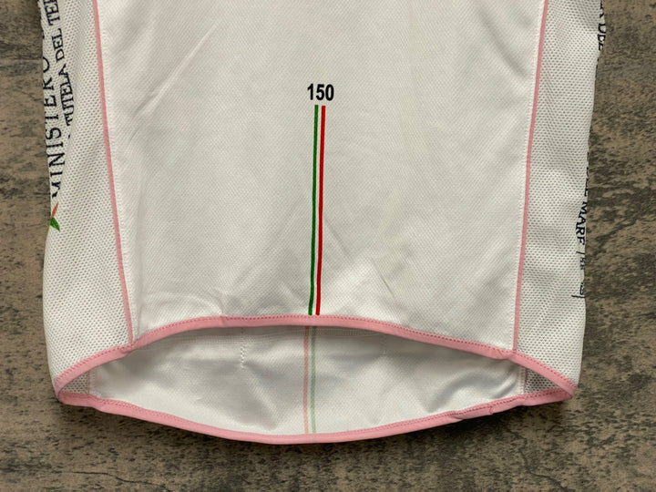 KG643 サンティーニ Santini 半袖 サイクルジャージ 白 M ハーフジップ ほつれ