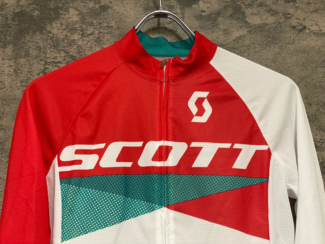 R082 スコット SCOTT 長袖 サイクルジャージ 白赤 M レディース