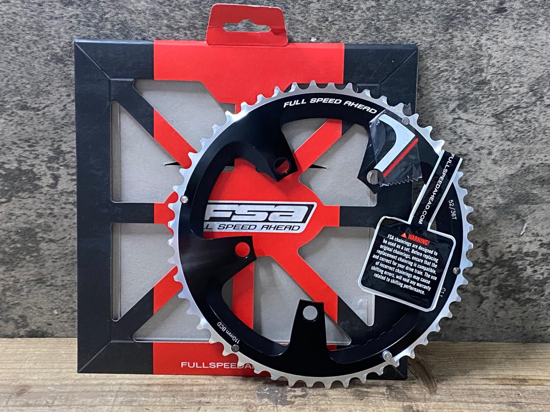 JS298 FSA SUPER Road Chainring Black チェーンリング 52T 110mm 5ARM アウターのみ