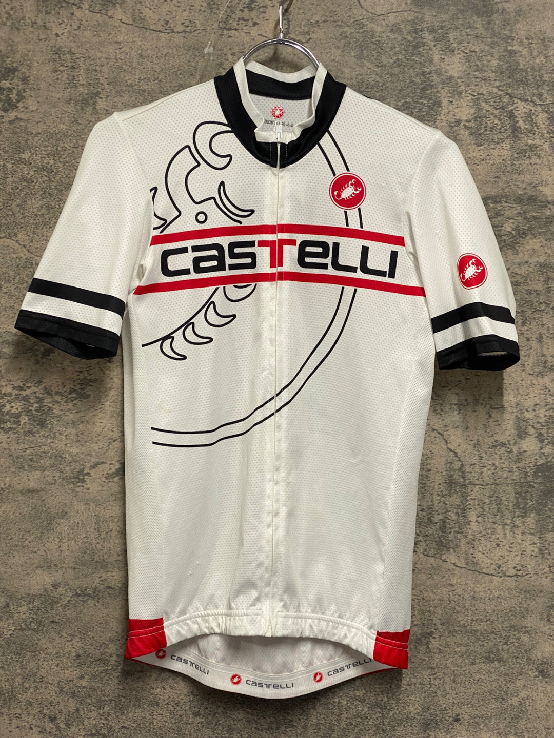 JV204 カステリ CASTELLI 半袖 サイクルジャージ グレー 白 S