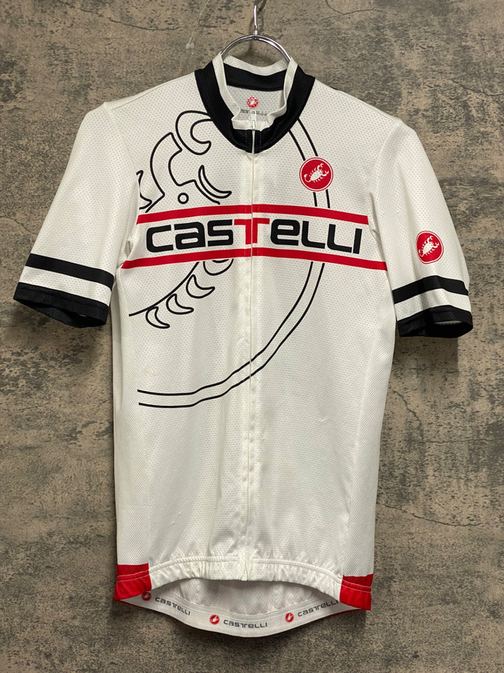JV204 カステリ CASTELLI 半袖 サイクルジャージ グレー 白 S