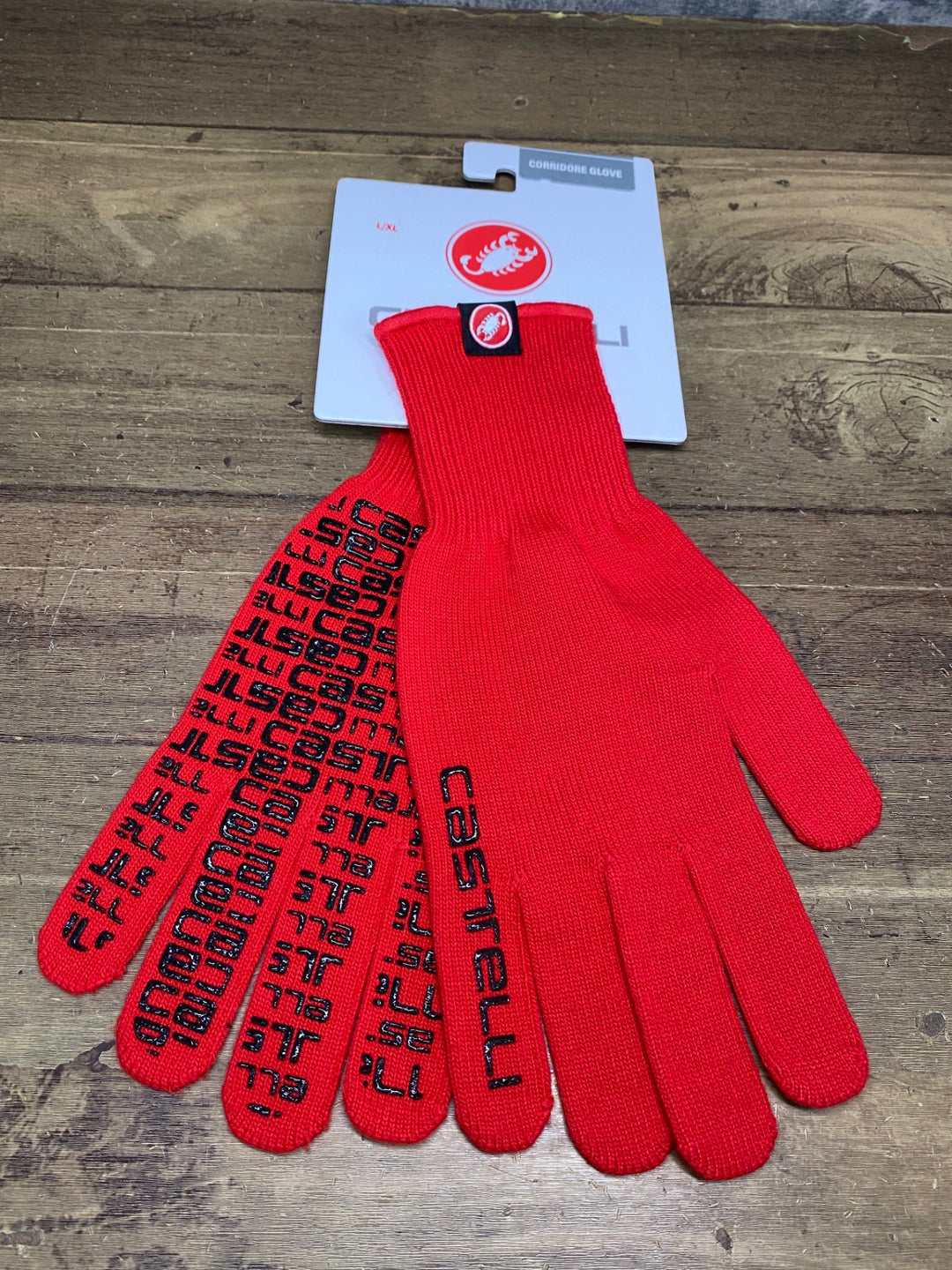 IV736 カステリ CASTELLI CORRIDORE グローブ 赤 L/XL
