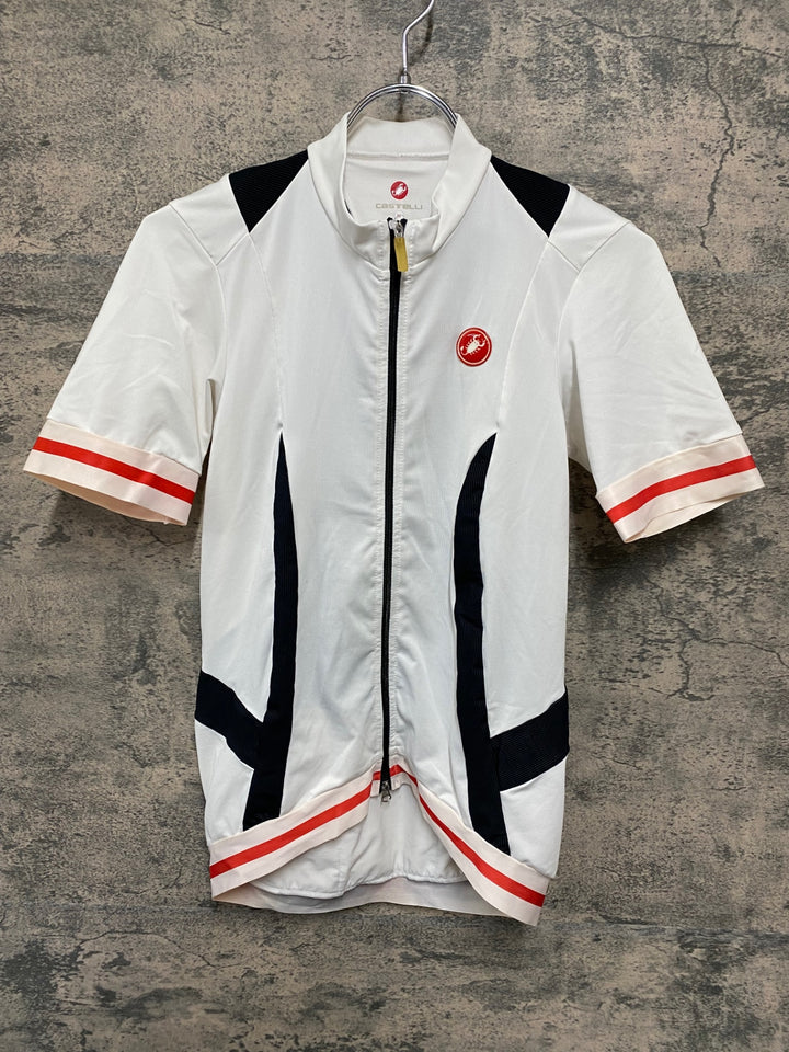 JS658 カステリ CASTELLI 半袖 サイクルジャージ 白 黒 赤 M