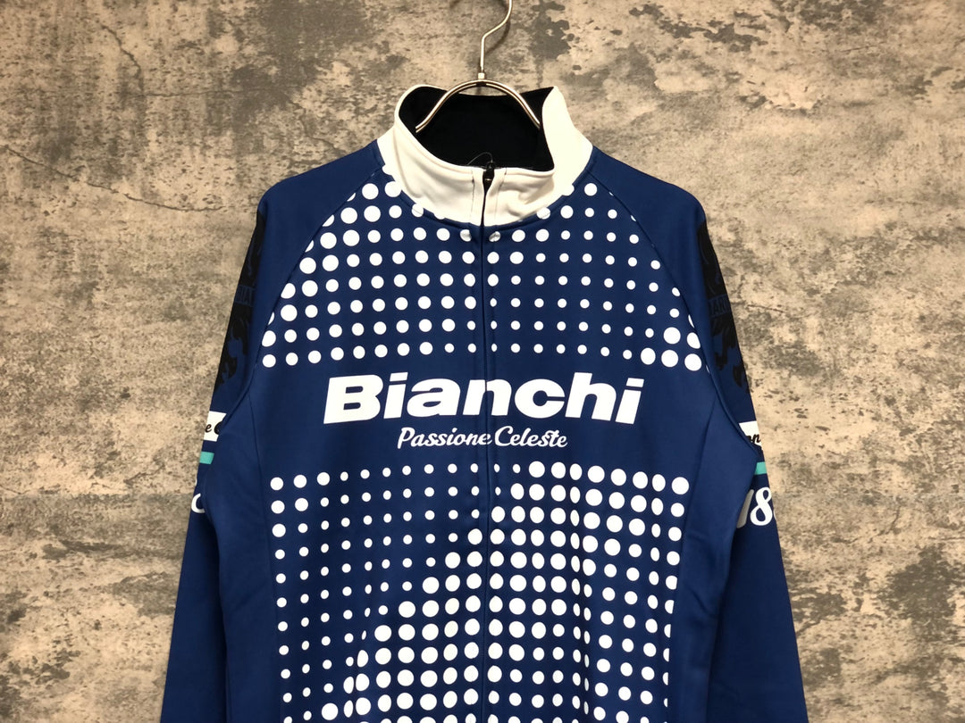 KJ356 ビアンキ Bianchi 長袖 サイクルジャケット 紺 L 裏起毛