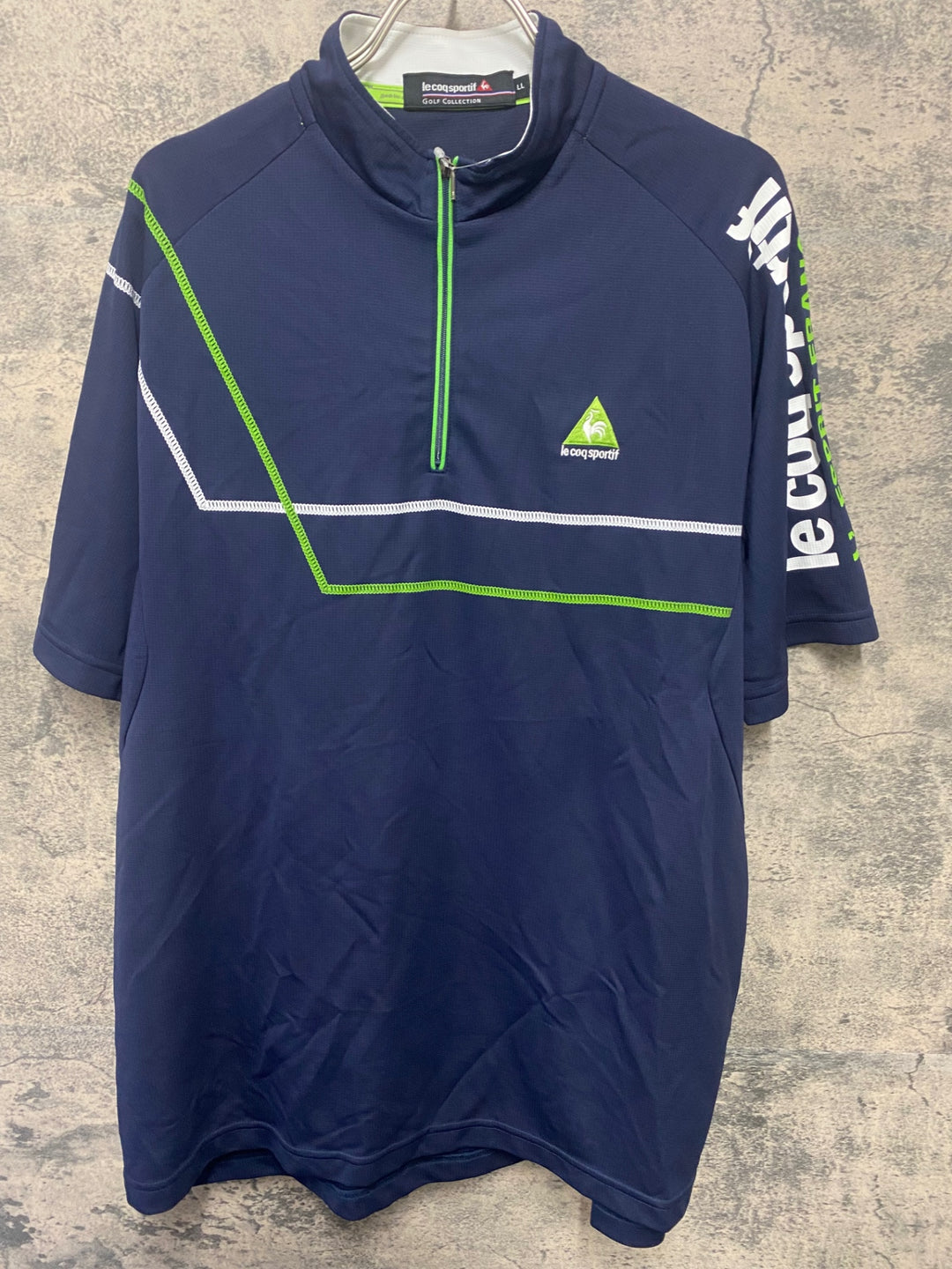JO220 ルコックスポルティフ le coq sportif 半袖 シャツ ハーフジップ 紺 LL