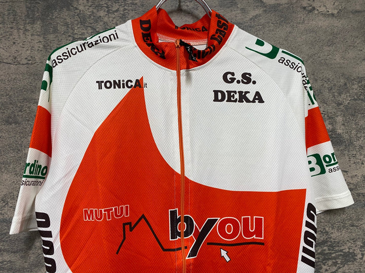JR161 TONiCA 半袖 サイクルジャージ 白オレンジ XL