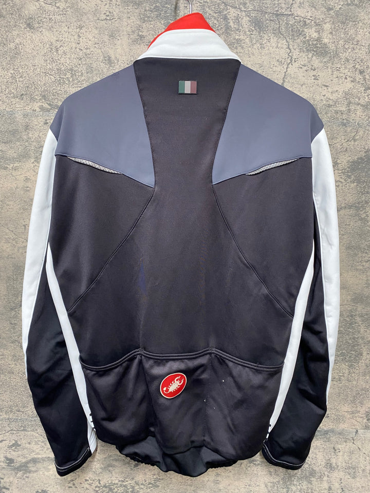 JT667 カステリ CASTELLI 長袖 サイクルジャケット 白 黒 L 裏起毛 GORE WINDSTOPPER