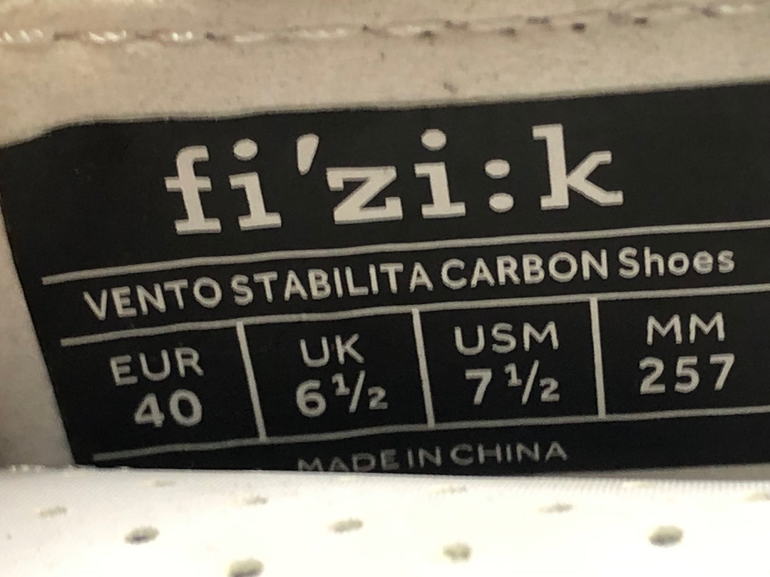 JP052 フィジーク fizik ベント VENTO STABILITA CARBON SHOES ビンディングシューズ 3穴 BOA 白 EU40