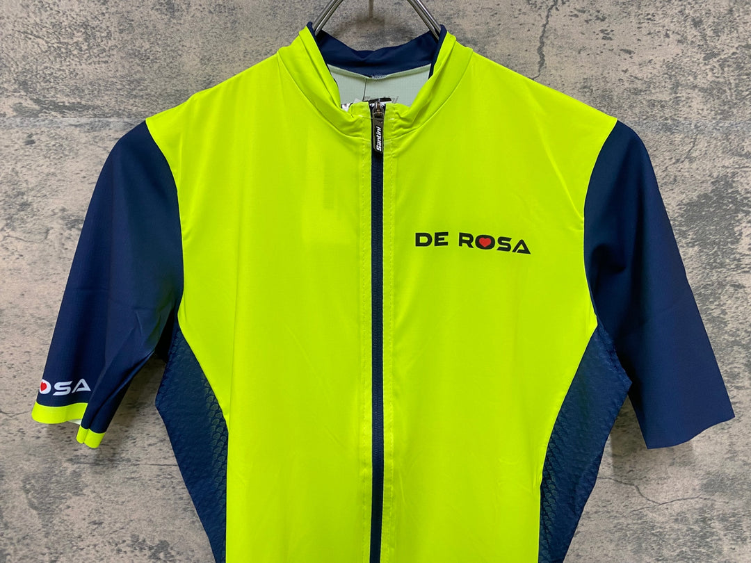 JY864 サンティーニ Santini DE ROSA 半袖 サイクルジャージ ネイビー 黃 M