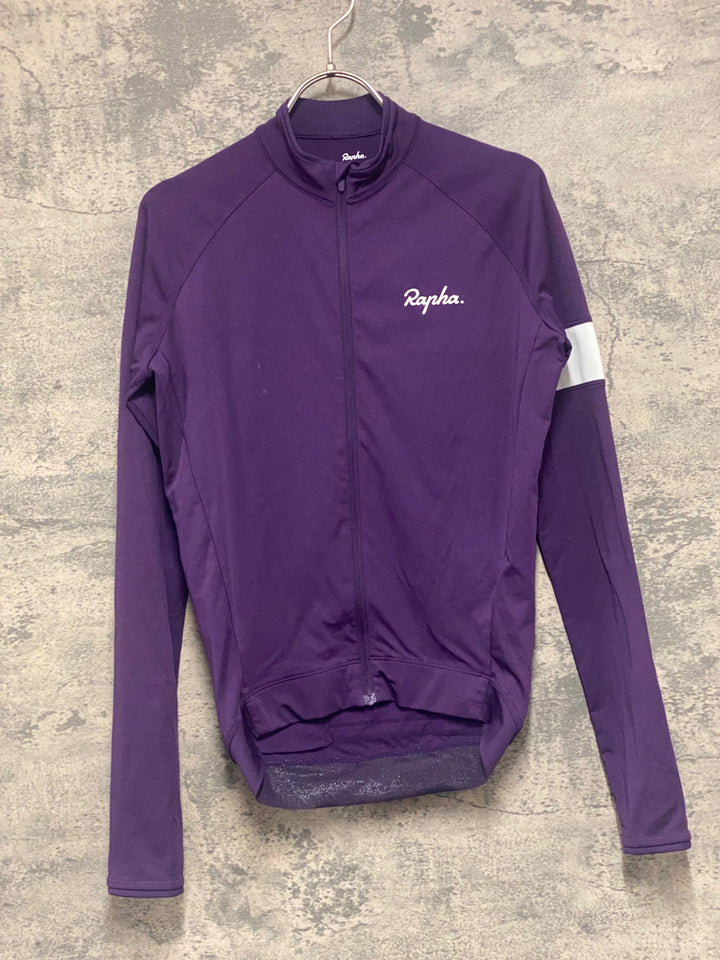 KE391 ラファ Rapha CORE LONG SLEEVE JERSEY 長袖 サイクルジャージ XS 紫 裏起毛 ※生地傷み