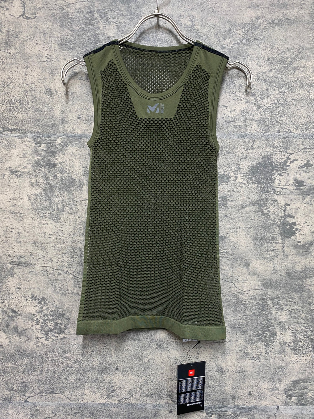 KF213 ミレ MILLET ノースリーブ メッシュ ベースレイヤー オリーブ S-M