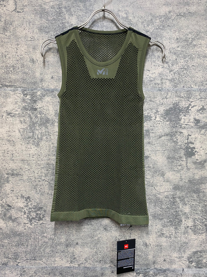 KF213 ミレ MILLET ノースリーブ メッシュ ベースレイヤー オリーブ S-M