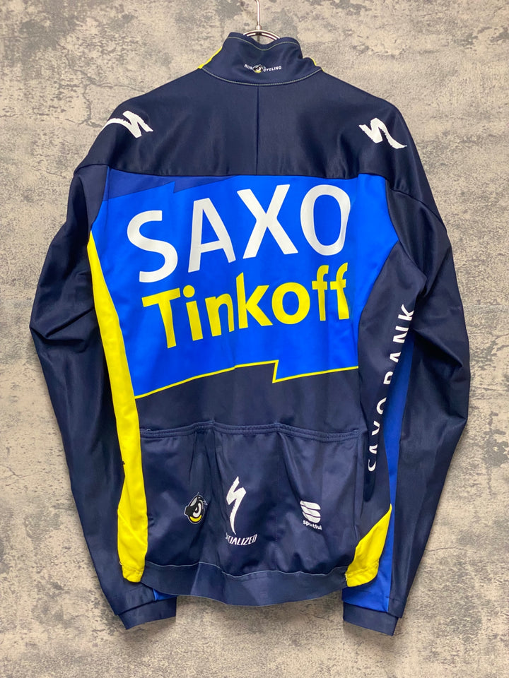 KJ810 スポーツフル sportful 長袖 サイクルジャケット 黃 紺 L 裏起毛 SAXO BANK WINDSTOPPER