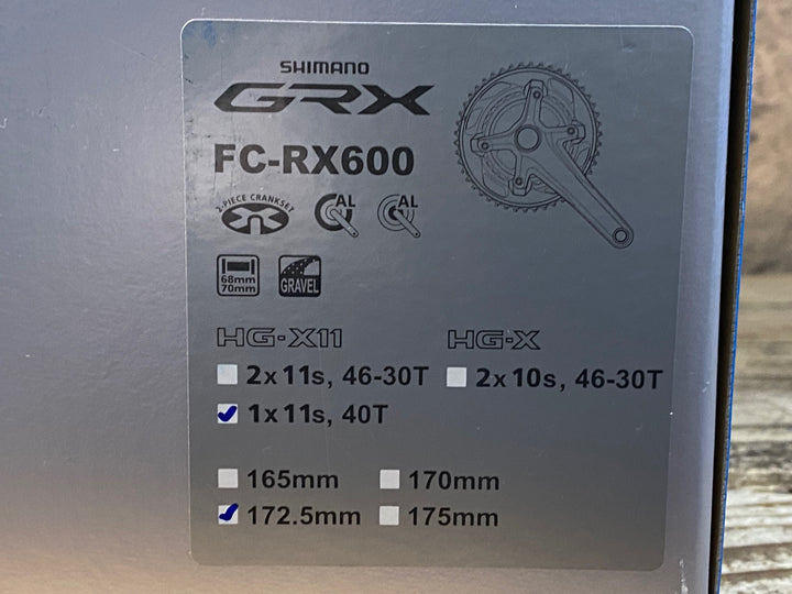 JR274 シマノ SHIMANO GRX FC-RX600 クランクセット 40T 172.5mm 2x11S