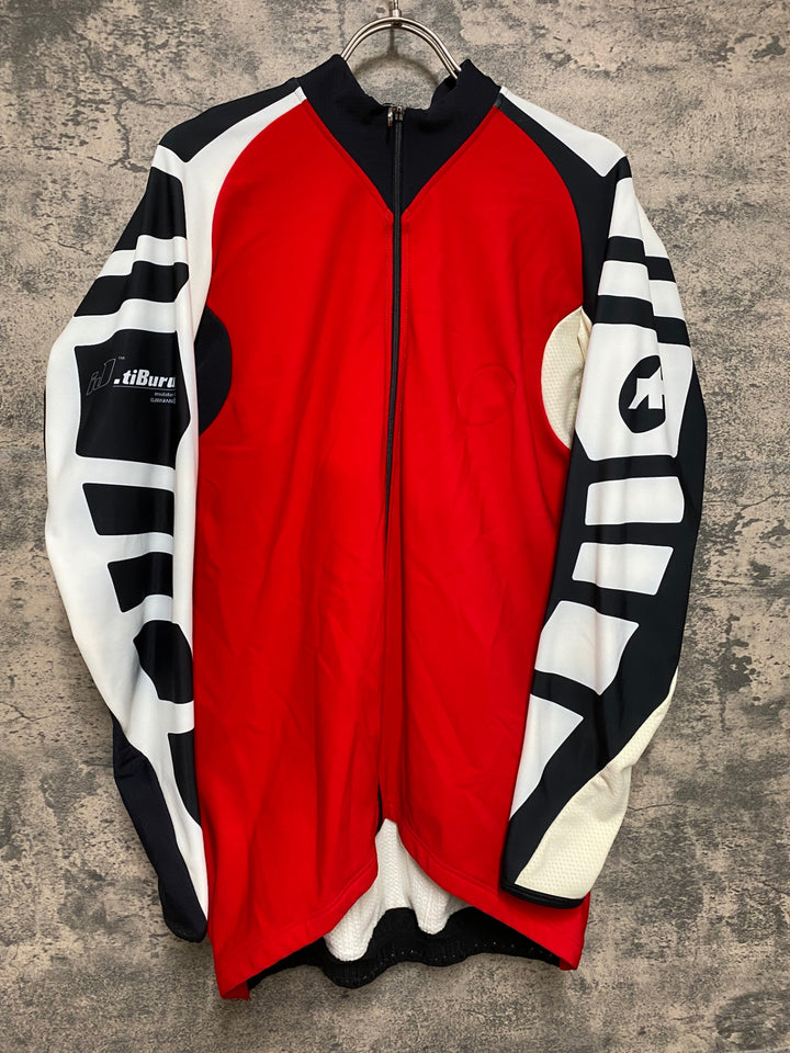 JN595 アソス assos iJ.tibru 長袖サイクルジャケット 白赤黒 TIR 裏起毛 ※黄ばみ