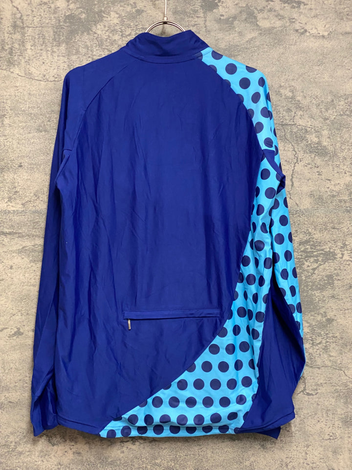 JO218 ルコックスポルティフ le coq sportif 長袖 サイクルジャージ ハーフジップ 青 水玉 レディース L