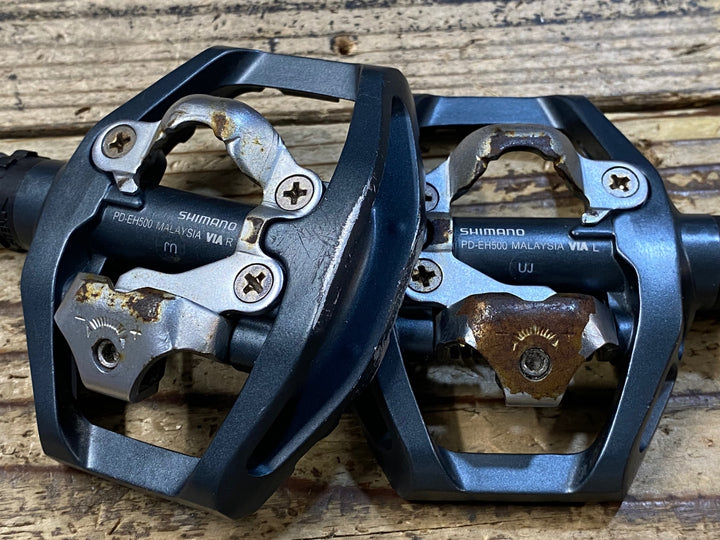 JQ399 シマノ SHIMANO PD-EH500 ビンディングペダル SPD 片面フラット ※錆