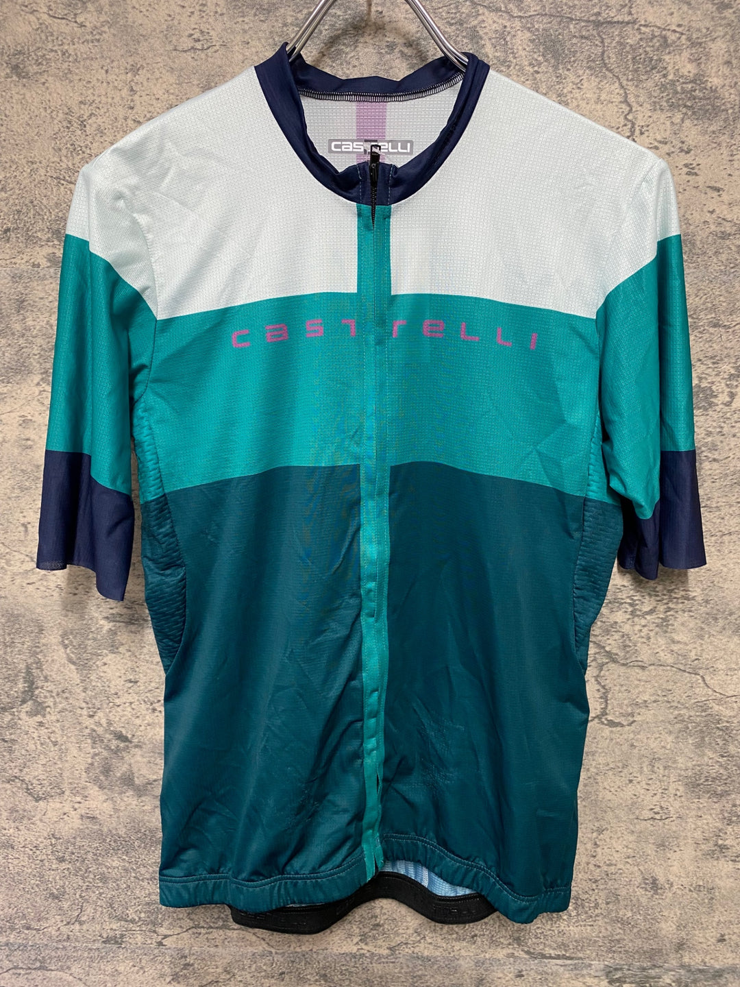 JT817 カステリ CASTELLI 半袖 サイクルジャージ 白 青 緑 L