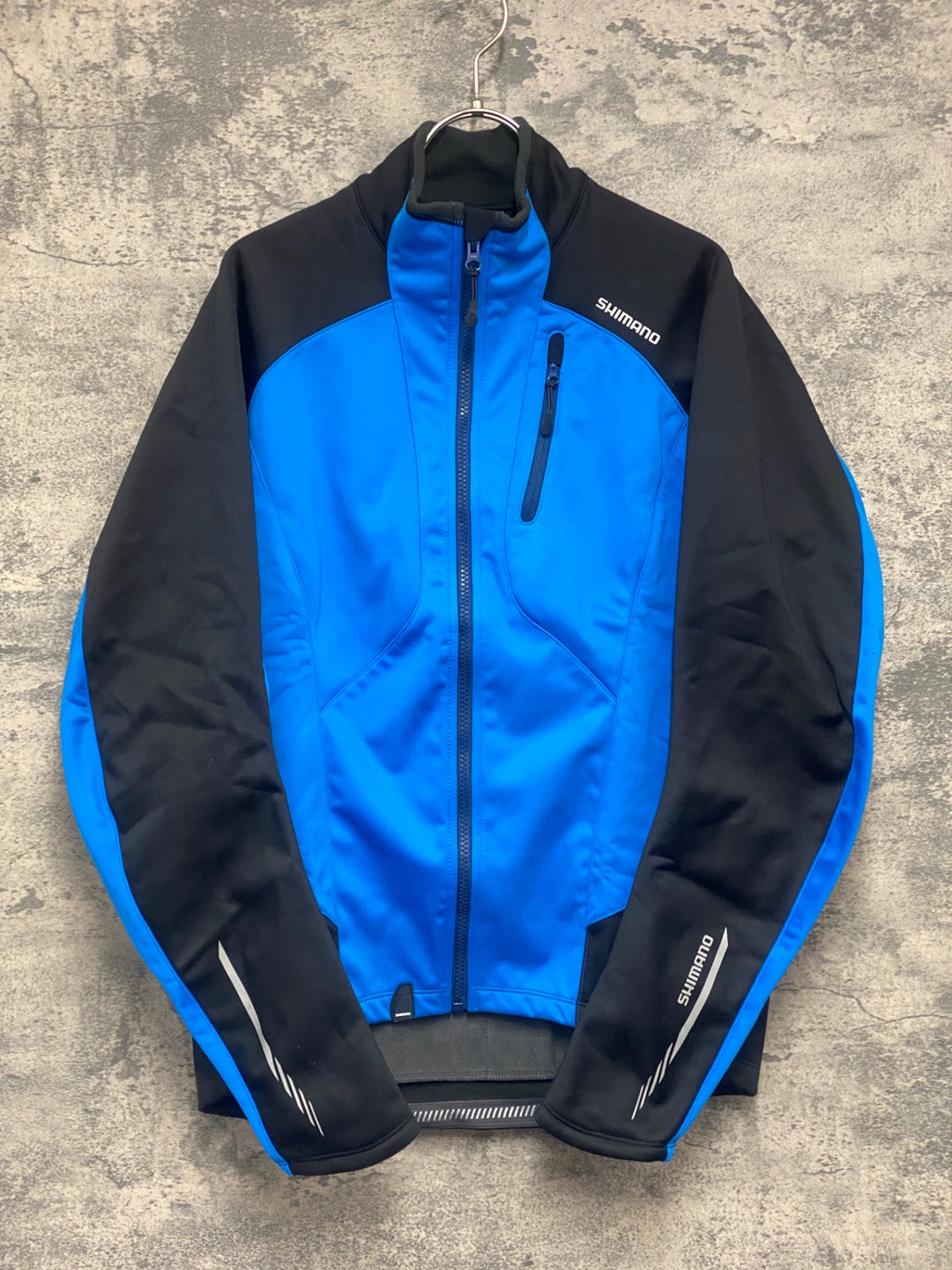 JW483 シマノ SHIMANO 長袖 サイクルジャケット 青 黒 XLサイズ 裏起毛 防風