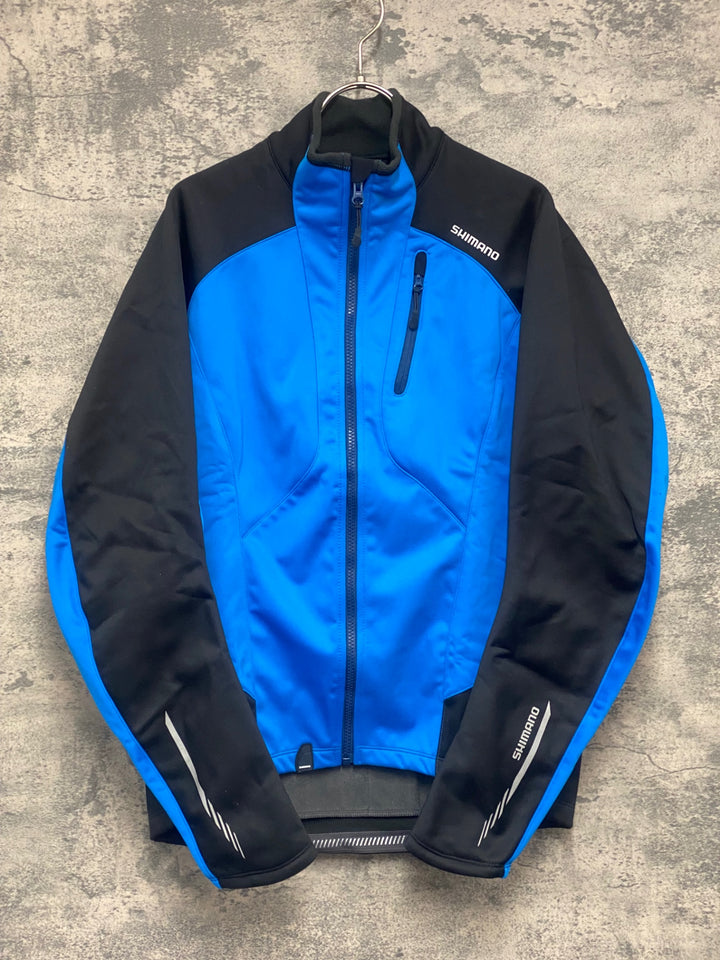 JW483 シマノ SHIMANO 長袖 サイクルジャケット 青 黒 XLサイズ 裏起毛 防風