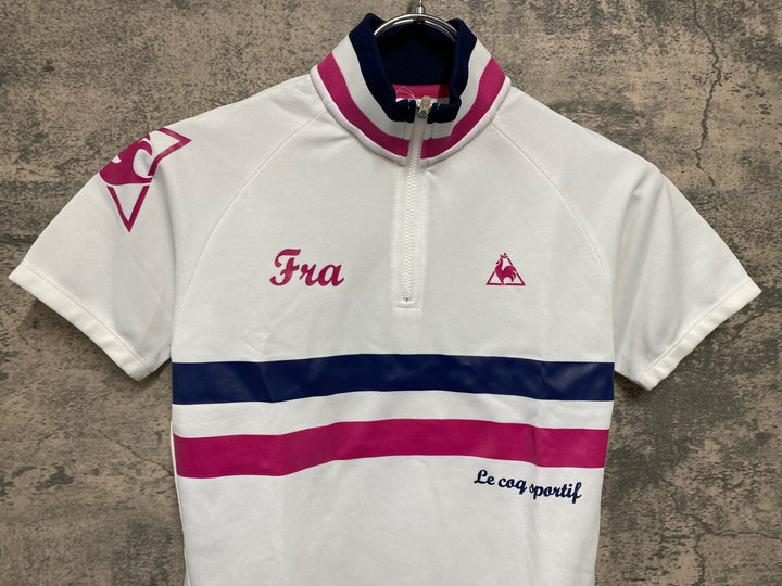 JT495 ルコックスポルティフ le coq sportif 半袖 サイクルジャージ ハーフジップ 白 M