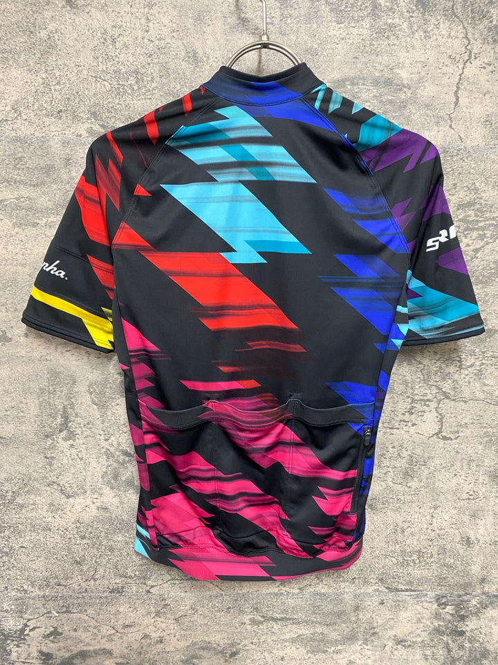 KB948 ラファ Rapha CANYON SRAM CORE JERSEY 半袖 サイクルジャージ 黒 赤 総柄 XS