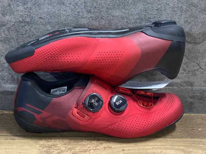 KL047 シマノ SHIMANO RC7 SHRC702M R24E ビンディングシューズ SPD-SL BOA 赤 EU43 WIDE