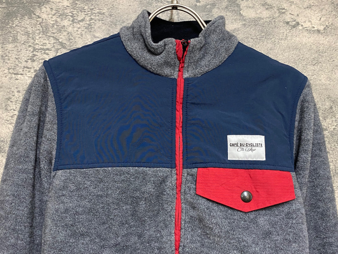 JR928 カフェドシクリステ CAFE DU CYCLISTE Alphonsine 長袖 サイクルジャケット グレー 紺 S フリース