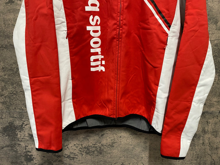 KC998 ルコックスポルティフ le coq sportif 長袖 サイクルジャケット 赤白 L 裏起毛