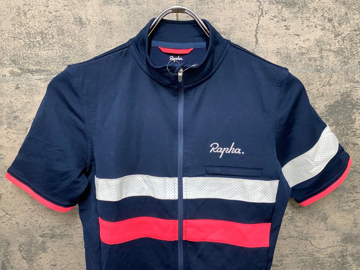 KA056 ラファ Rapha BREVET JERSEY 半袖 サイクルジャージ 紺 レディース XS