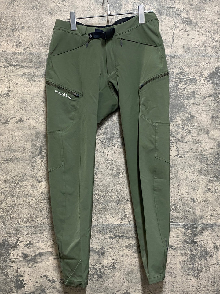 JO158 モンベル mont-bell ペダリングパンツ サイクルパンツ ロング カーキ S ※スレ