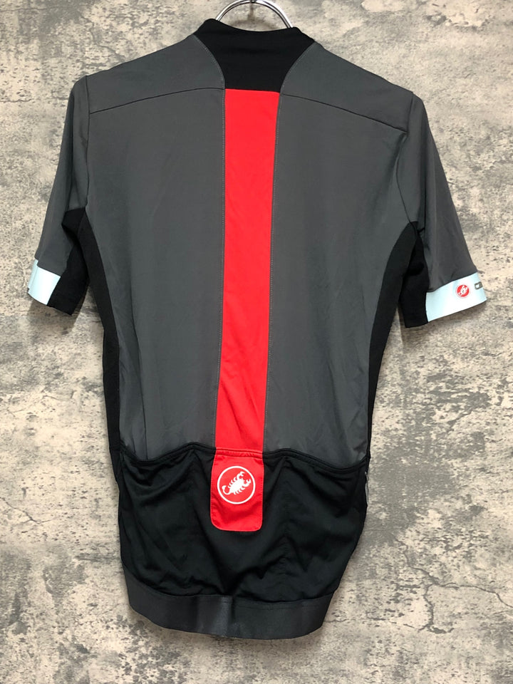 KD848 カステリ CASTELLI 半袖 サイクルジャージ グレー S ※ロゴひび割れ