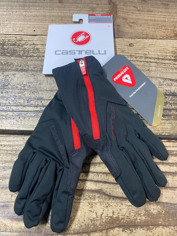 JT746 カステリ CASTELLI ロッソコルサ ROSSOCORSA 長指 裏起毛 ウィメンズ サイクルグローブ 黒 M