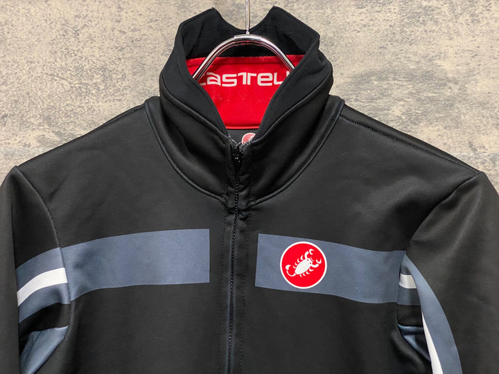 KP754 カステリ CASTELLI 長袖 サイクルジャケット 黒 S 裏起毛 WINDSTOPPER