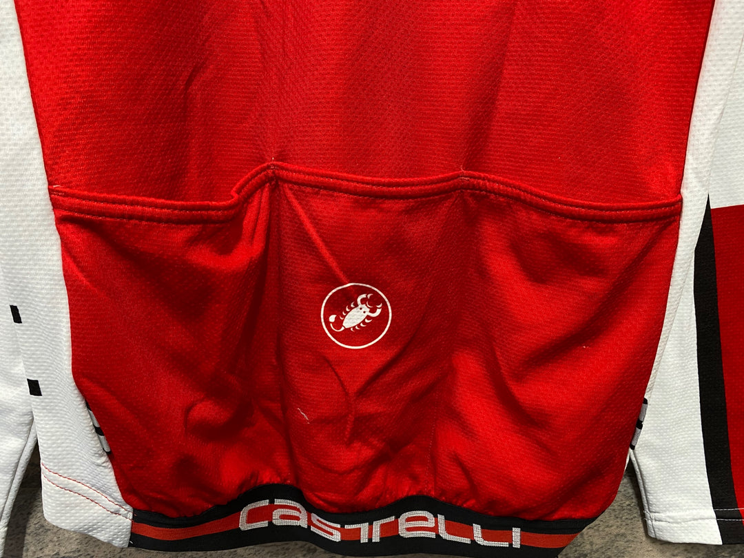 JI330 カステリ CASTELLI 長袖 サイクルジャージ 白 赤 S 裏起毛