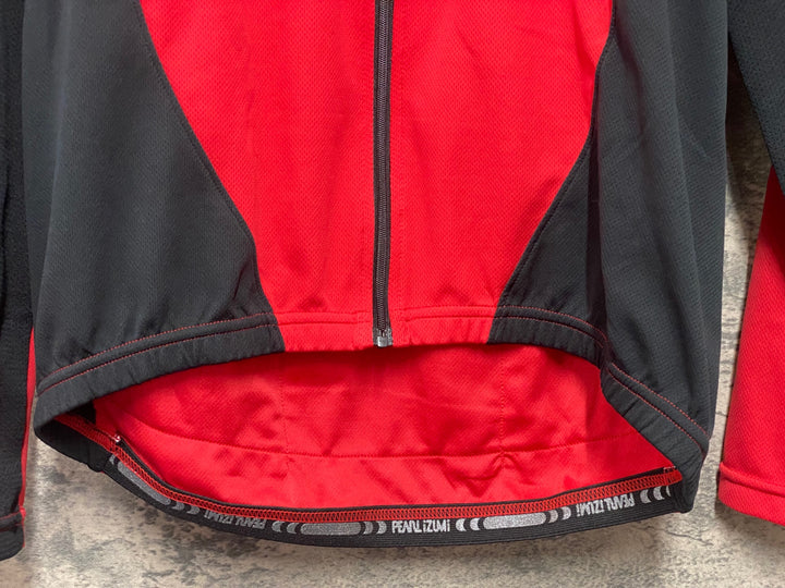 KD218 パールイズミ PEARL iZUMi UVロングスリーブジャージ 半袖/長袖 着脱式 サイクルジャージ 赤 XL ※ポケット部生地傷み