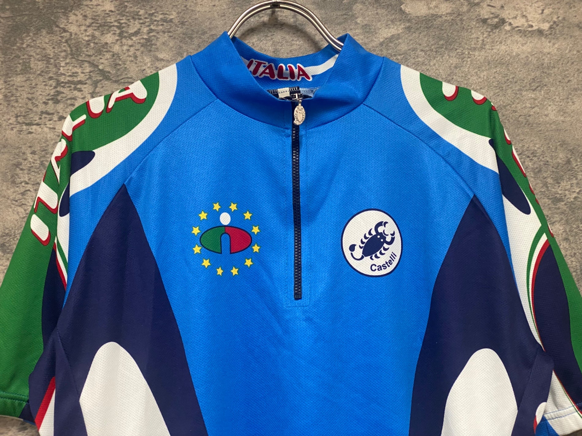 KE533 カステリ Castelli 半袖 サイクルジャージ 青 白 M ヴィンテージ