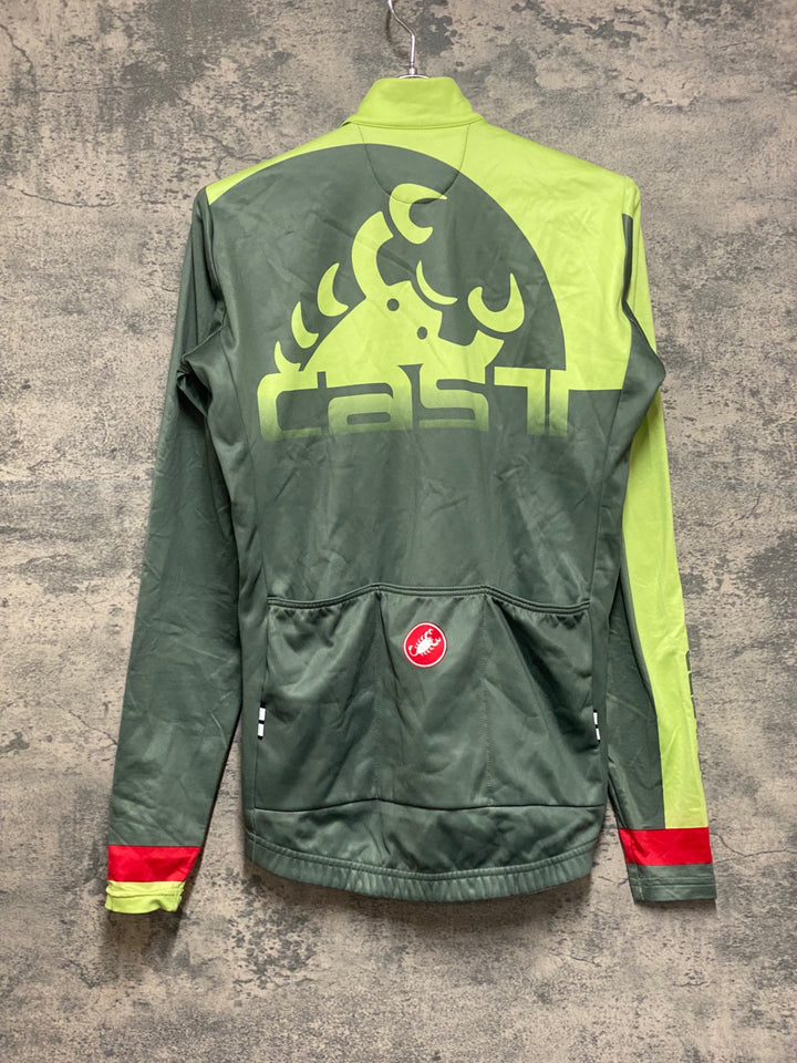 KB262 カステリ CASTELLI 長袖 サイクルジャージ 緑 S ※擦れ