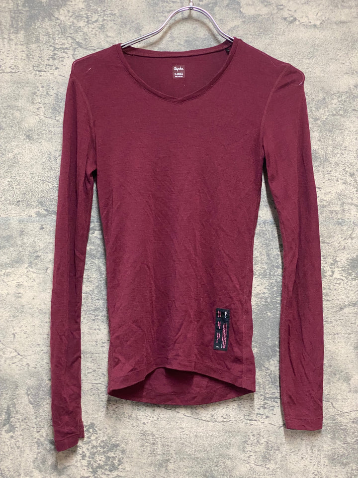KL467 ラファ Rapha WOMEN'S MERINO BASE LAYER - LONG SLEEVE 長袖 ベースレイヤー バーガンディ XS ※動物の毛