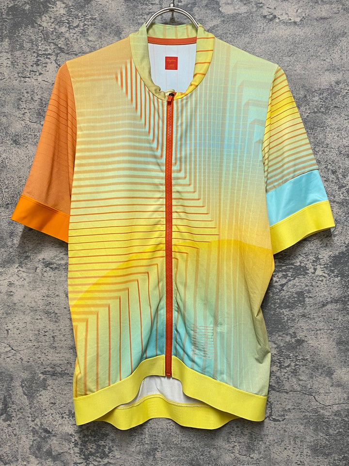 JQ368 ラファ Rapha TUNNEL VISION TRAINING JERSEY 半袖 サイクルジャージ オレンジ 黄 L