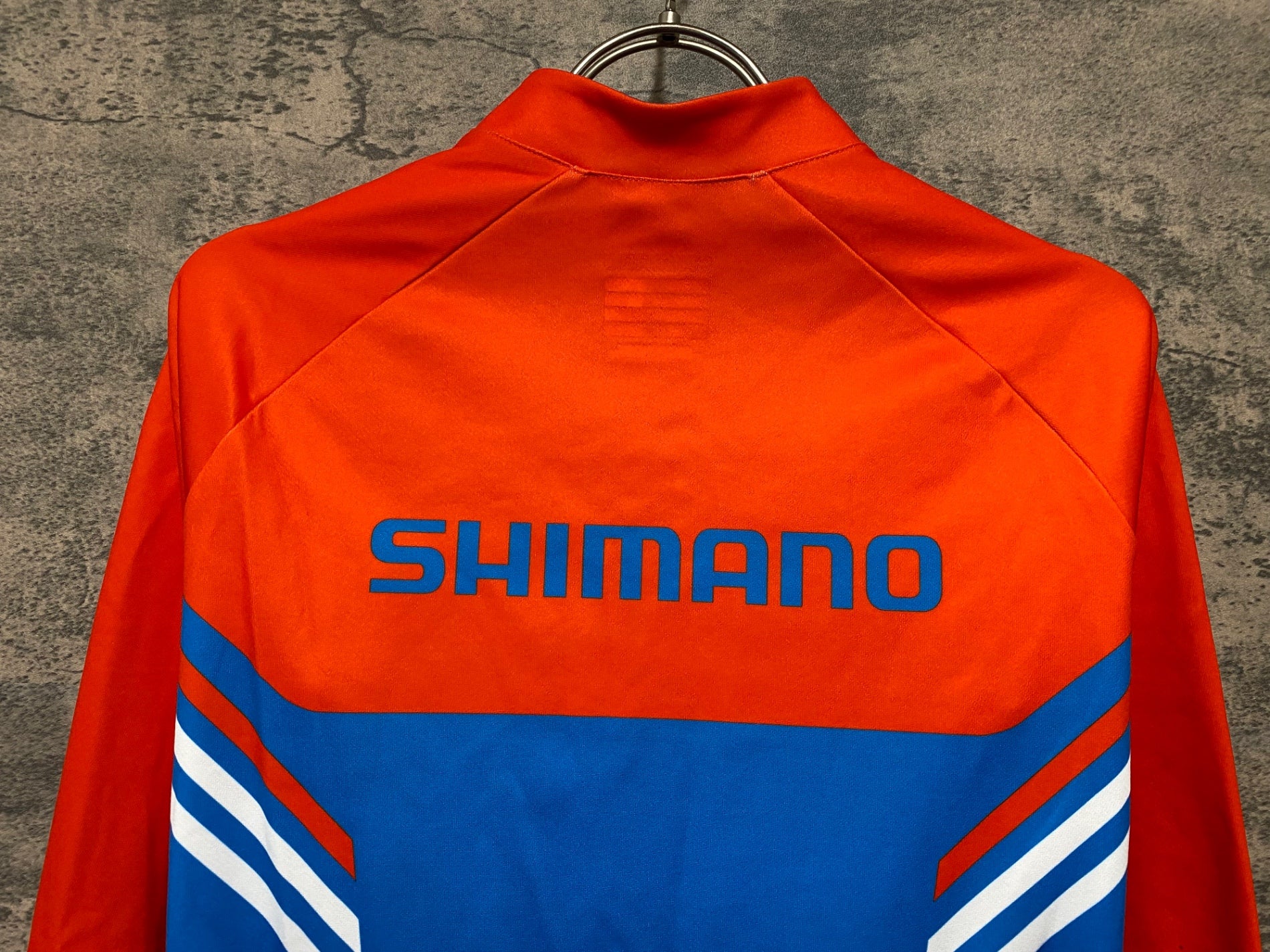 【平成レトロ/2000年代物/レア】SHIMANOシマノ ジッパー付き半袖ウェア JH911 シマノ SHIMANO 長袖 サイクルジャージ 裏起毛 水色 オレンジ L